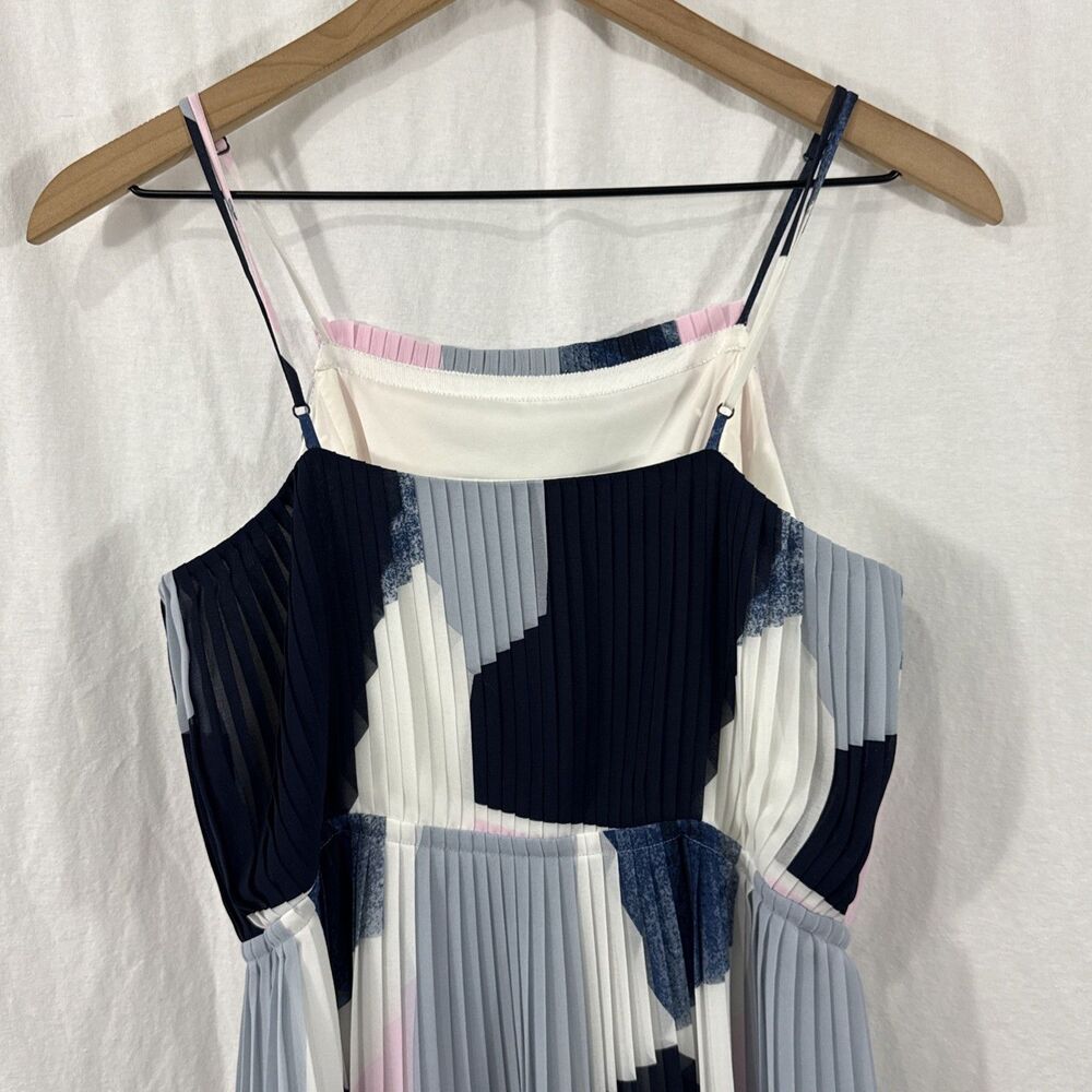 Banana Republic Pleated Strappy Colorblock Mod Retro Midi Dress Womens Sz 6 - Picture 12 of 13